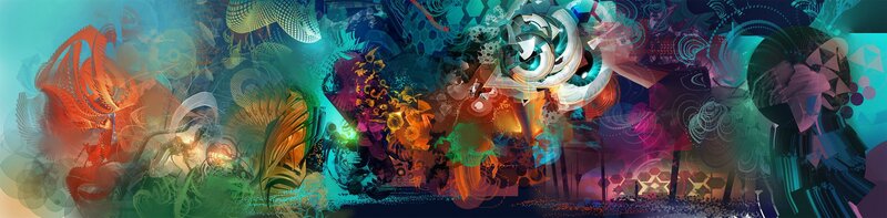 Abstract Digital Artwork — Blue, Vibrant, Digital Art
