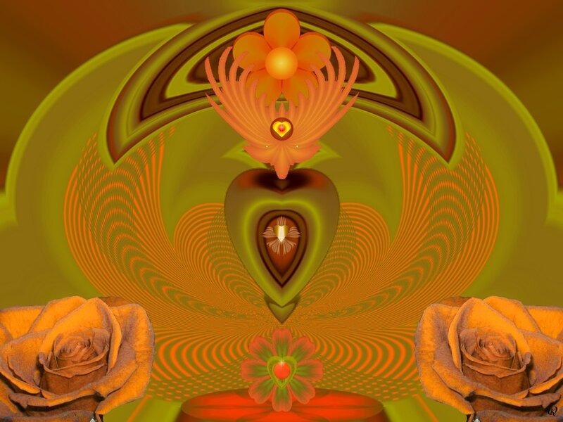 Abstract Digital Artwork — Orange, Hypnotic