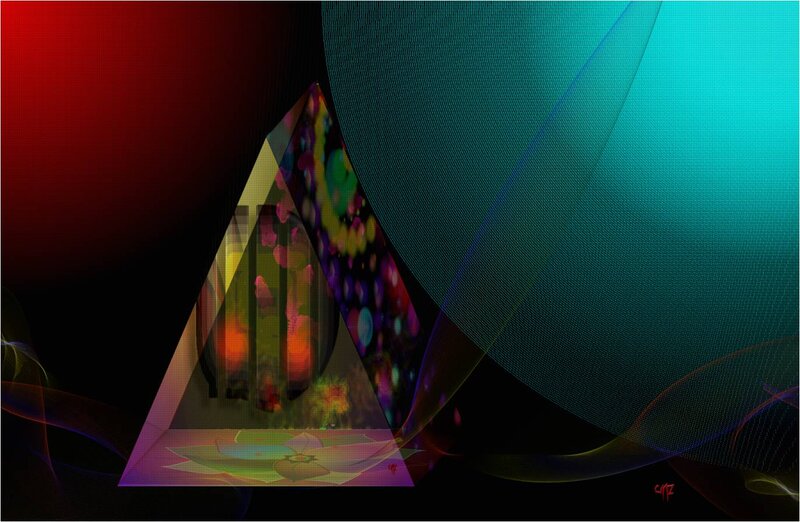 Abstract Digital Artwork — Red, Dramatic, Digital Art, Triangle