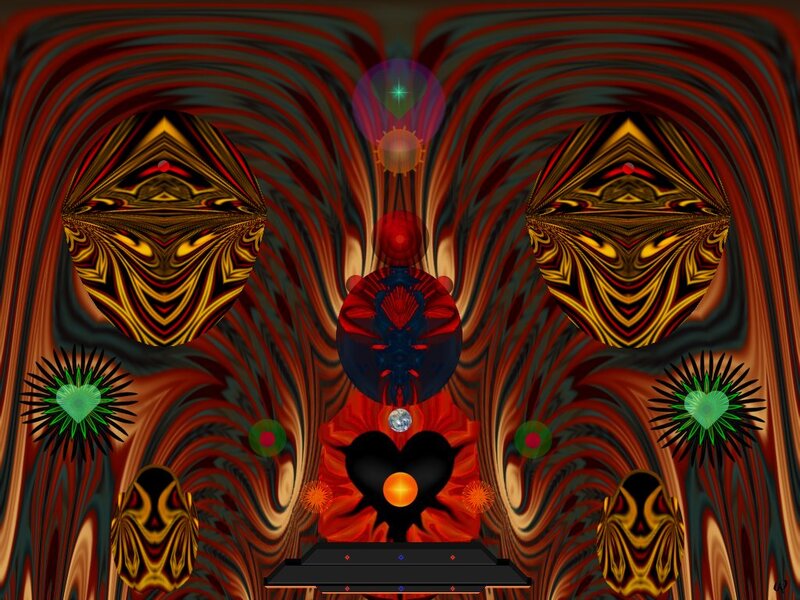 Abstract Digital Artwork — Red, Hypnotic, Digital Art, Heart Shapes