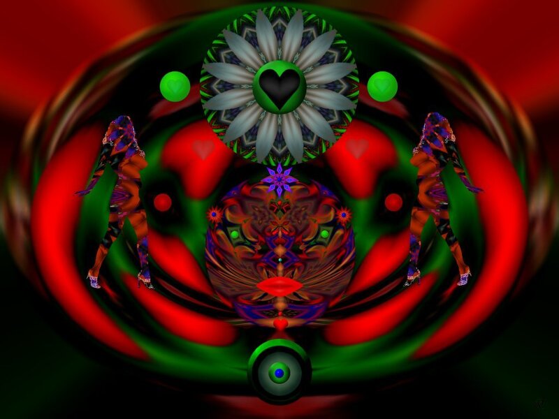 Abstract Digital Artwork — Red, Hypnotic