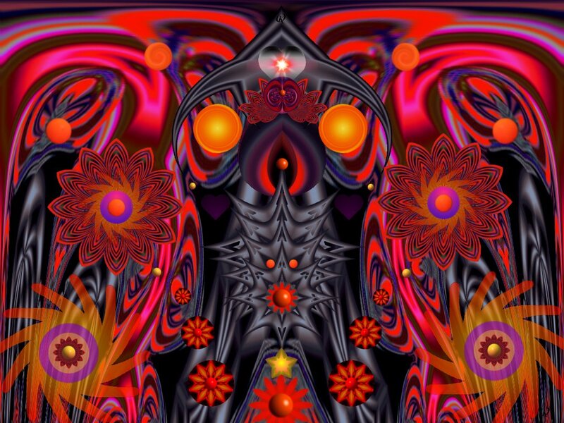 Abstract Digital Artwork — Red, Psychedelic