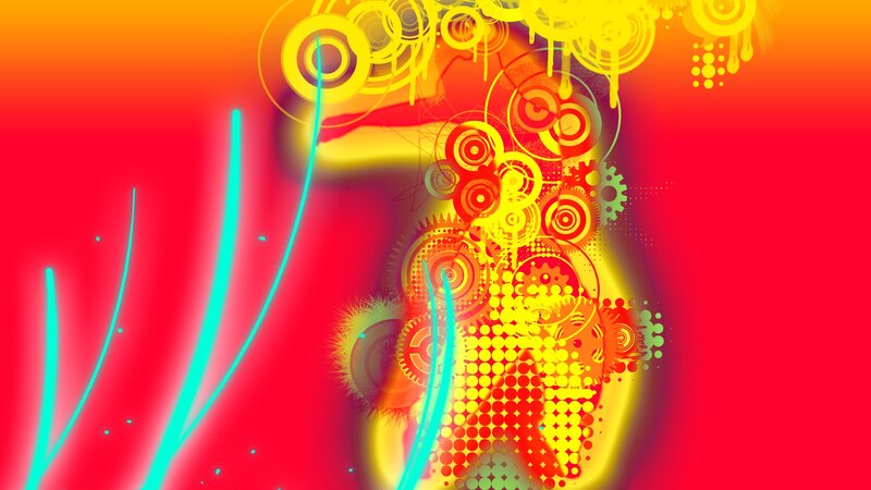 Abstract Digital Artwork — Red, Vibrant, Digital Art, Circles