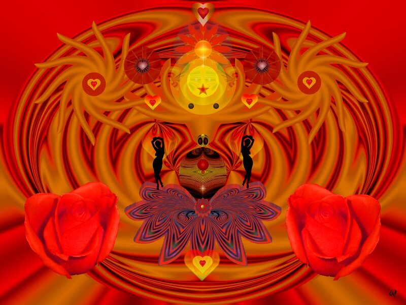Abstract Digital Artwork — Red, Vibrant, Digital Art