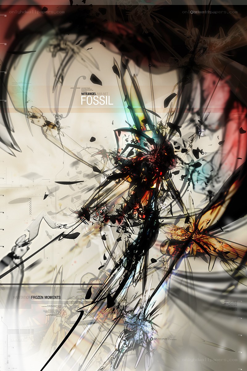 Abstract digital artwork with fossil theme