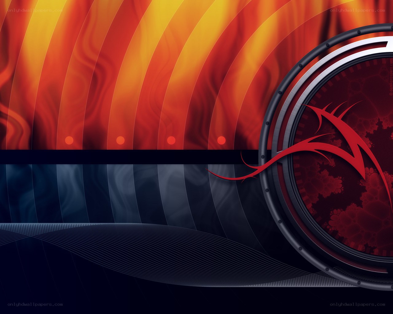 Abstract digital artwork with red dragon