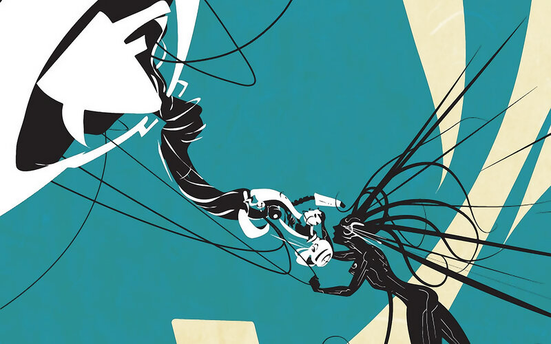 abstract digital battle scene