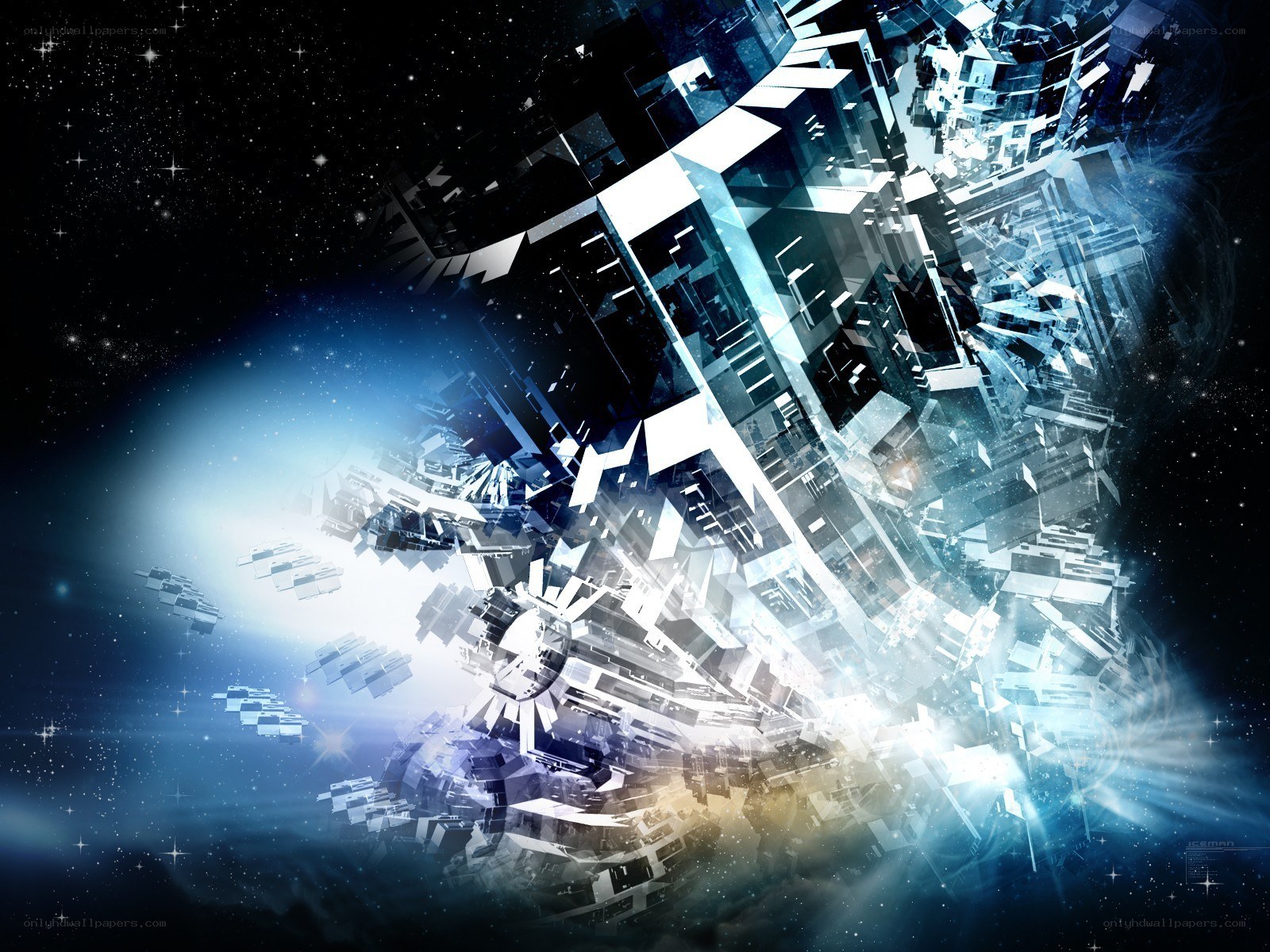 abstract digital city explosion