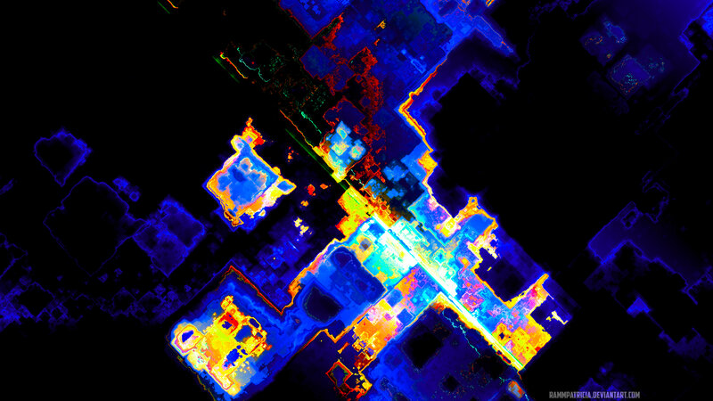 Abstract Digital Cityscape — Blue, Dramatic
