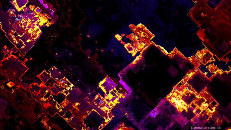 Abstract Digital Cityscape — Purple, Dramatic