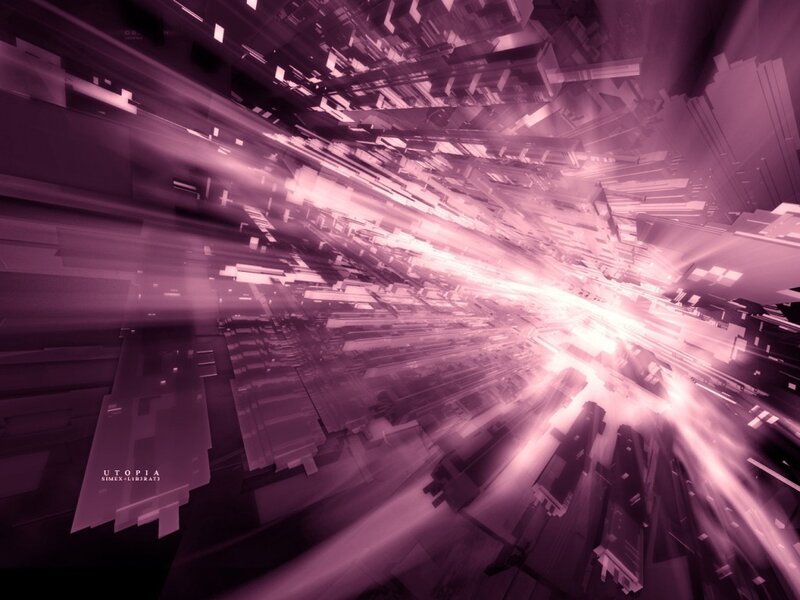 Abstract Digital Cityscape — Purple