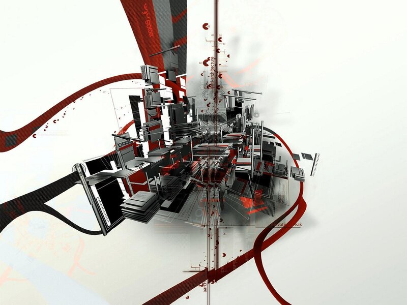 Abstract Digital Cityscape — White