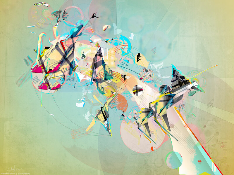 Abstract Digital Collage — Teal