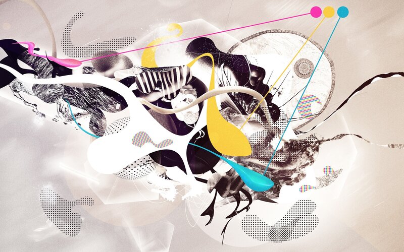Abstract Digital Collage — White, Dynamic