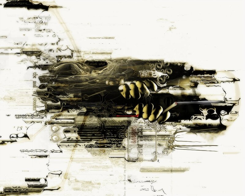 abstract digital collage with hand