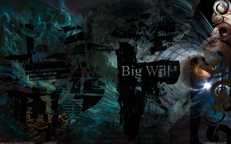 abstract digital collage with text