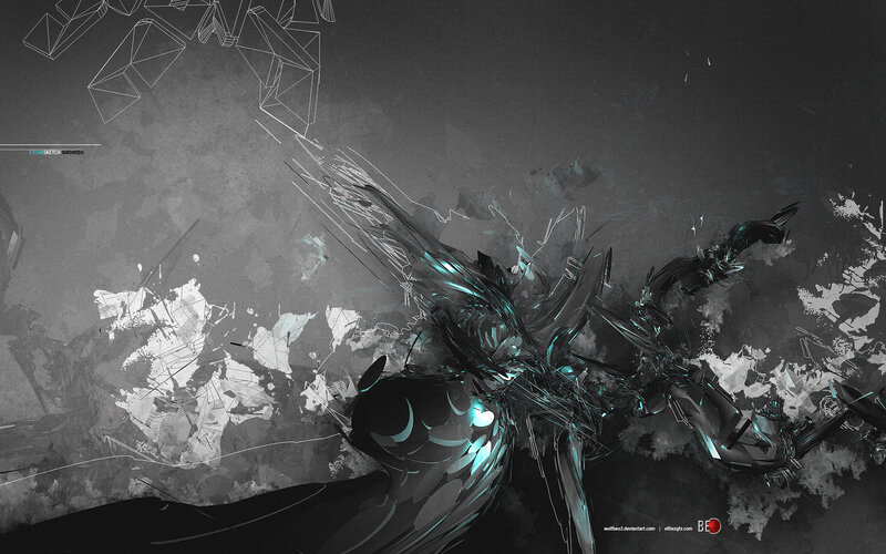 Abstract Digital Creature — Black, Dark