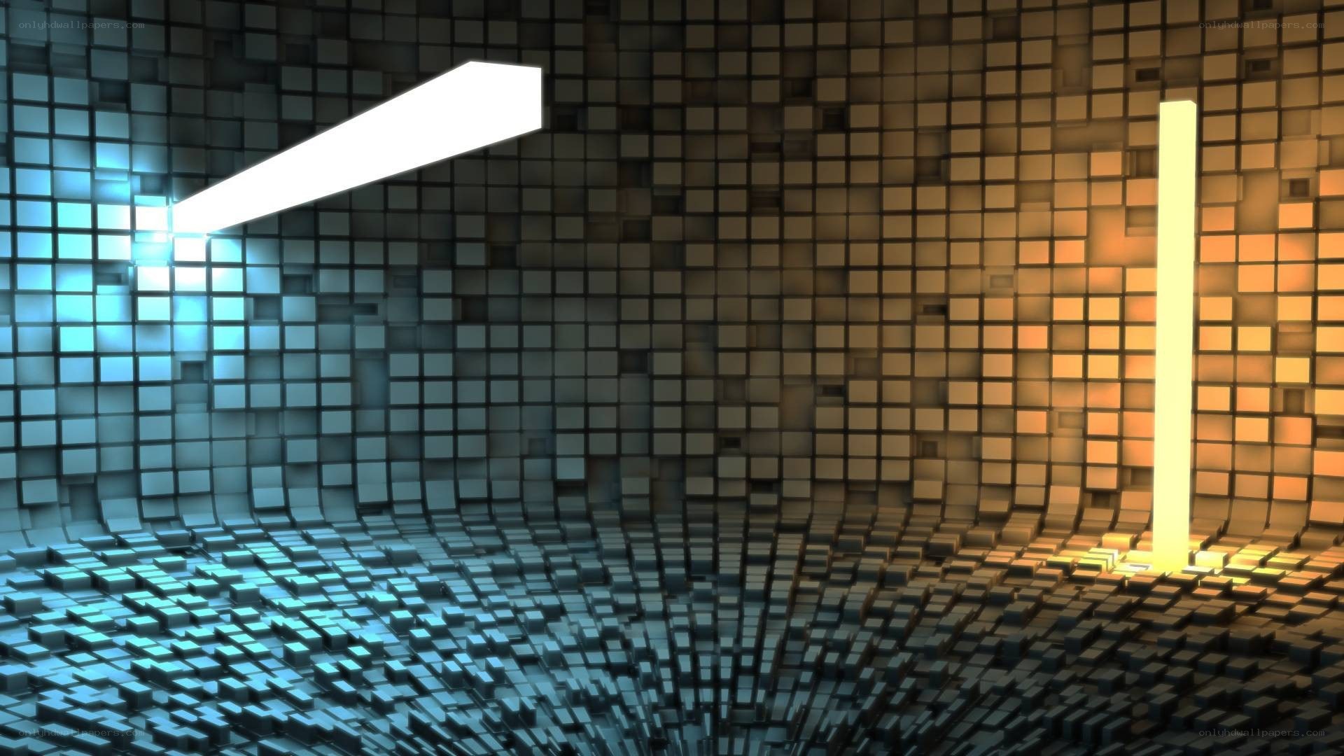 abstract digital cube room