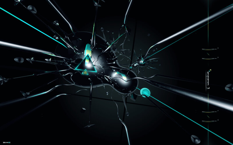 Abstract Digital Explosion — Black, Dark