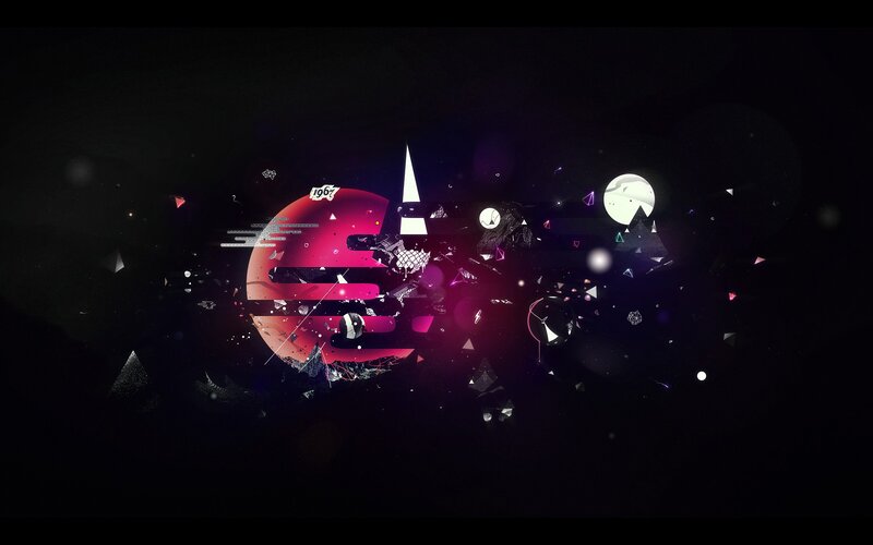 Abstract Digital Explosion — Black, Dramatic, Digital Art, Geometric Shapes, Glowing Particles