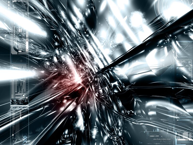 Abstract Digital Explosion — Black, Dramatic, Digital Art, Light Beams