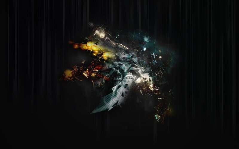 Abstract Digital Explosion — Black, Dramatic, Digital Art, Light
