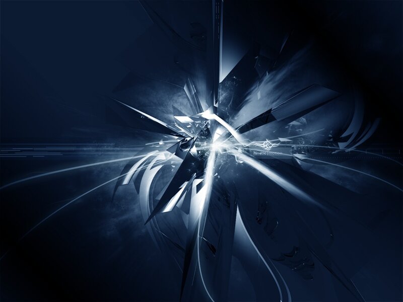Abstract Digital Explosion — Blue, Dramatic, Digital Art, Light Burst