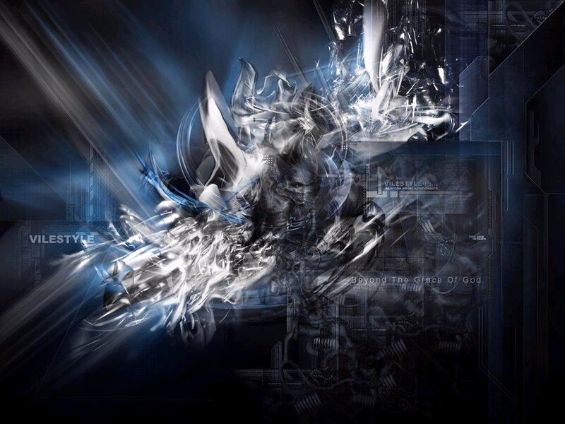 Abstract Digital Explosion — Blue, Dramatic, Digital Art, Light Streaks