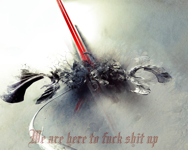Abstract Digital Explosion — Gray, Dramatic, Digital Art, Red Lines