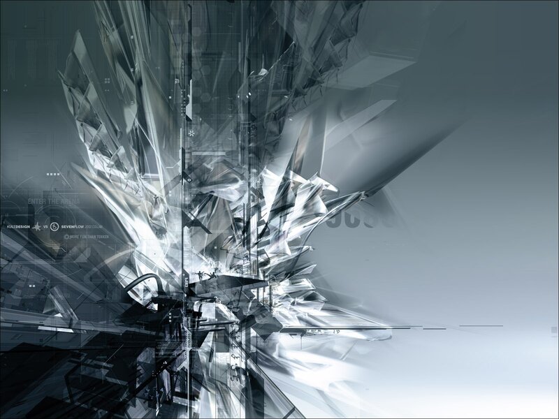 Abstract Digital Explosion — Gray, Dramatic