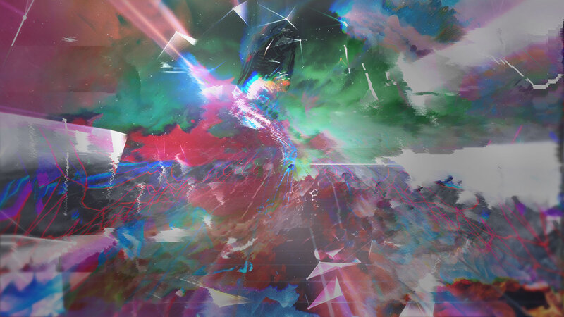 Abstract Digital Explosion — Green, Chaotic