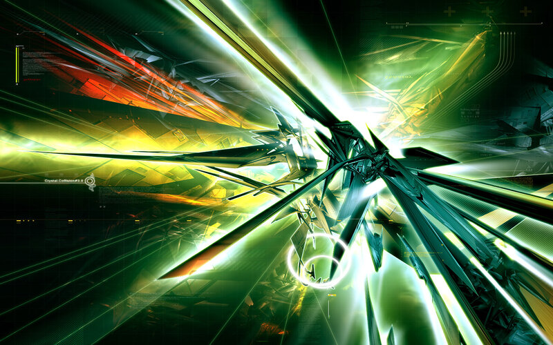 Abstract Digital Explosion — Green, Dynamic, Digital Art