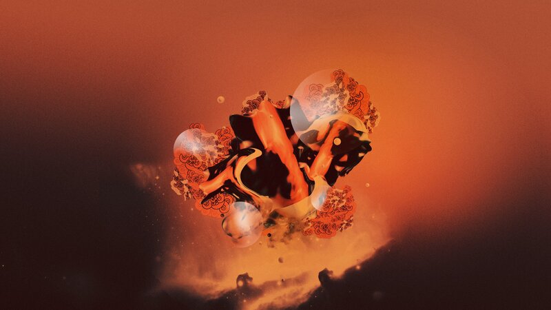 Abstract Digital Explosion — Orange, Dramatic