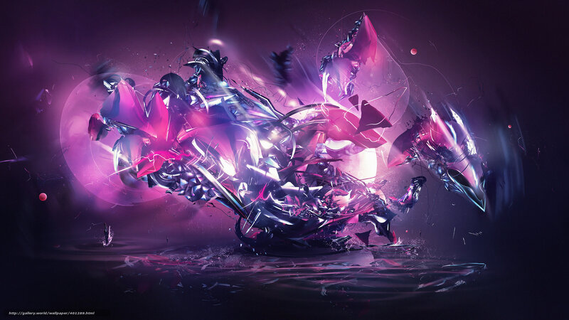 Abstract Digital Explosion — Purple, Dramatic, Night, Digital Art