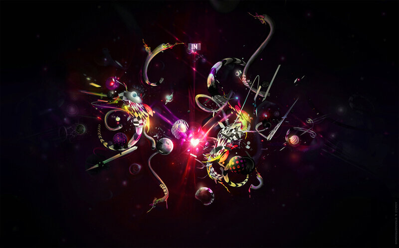 Abstract Digital Explosion — Purple, Dynamic