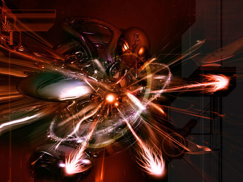 Abstract Digital Explosion — Red, Dramatic, Digital Art, Light Beams