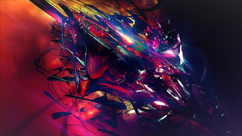 Abstract Digital Explosion — Red, Dramatic, Digital Art