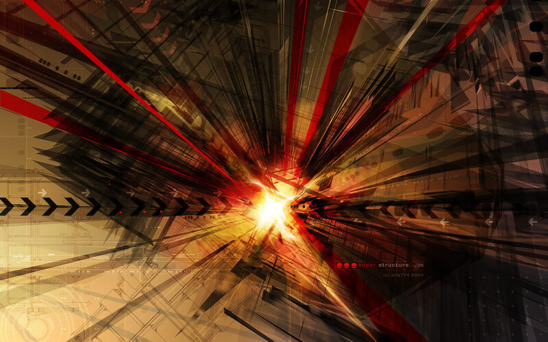 Abstract Digital Explosion — Red, Dramatic