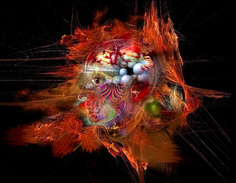 Abstract Digital Explosion — Red