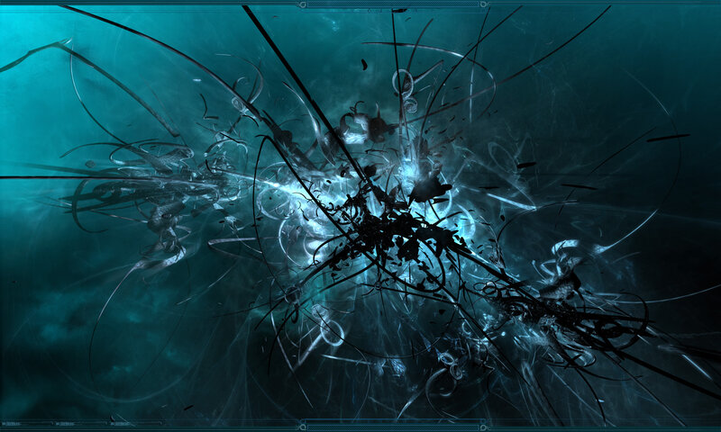 Abstract Digital Explosion — Teal, Dramatic
