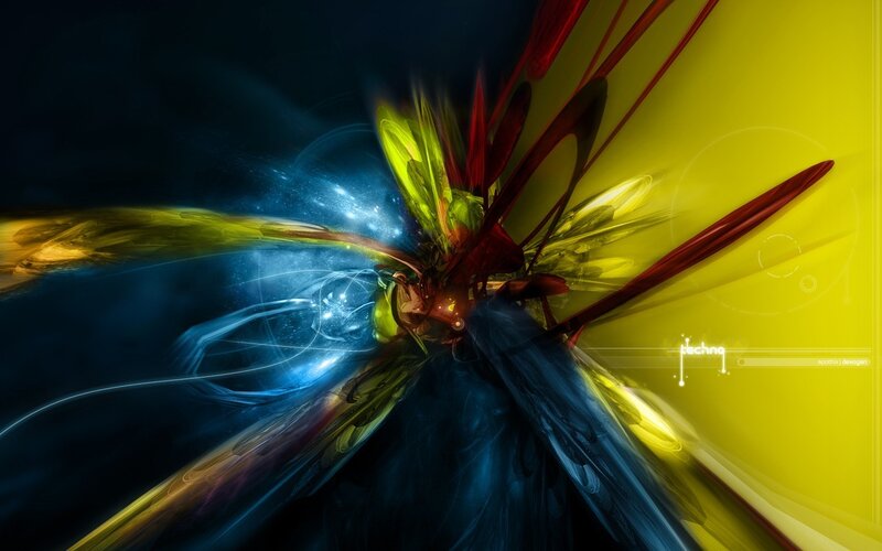 Abstract Digital Explosion — Yellow, Dynamic