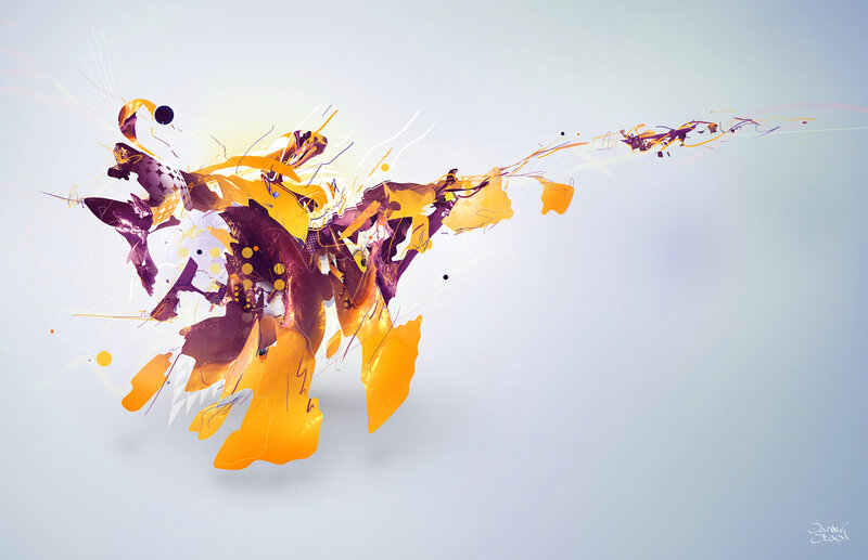 Abstract Digital Explosion — Yellow