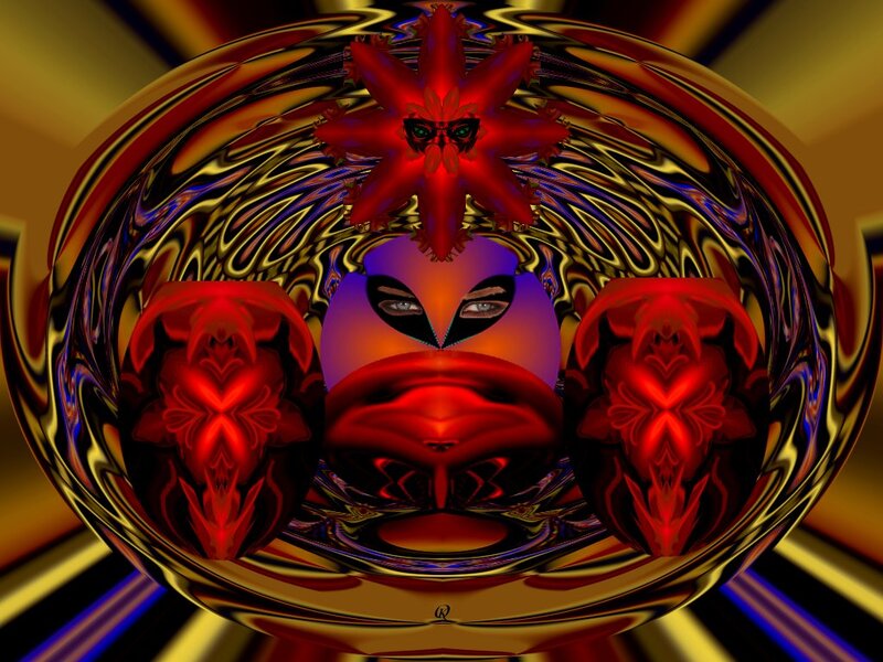 Abstract Digital Face — Red, Dramatic