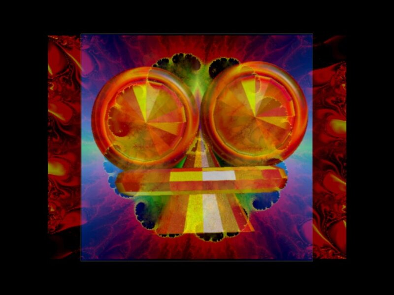 Abstract Digital Face — Red, Vibrant
