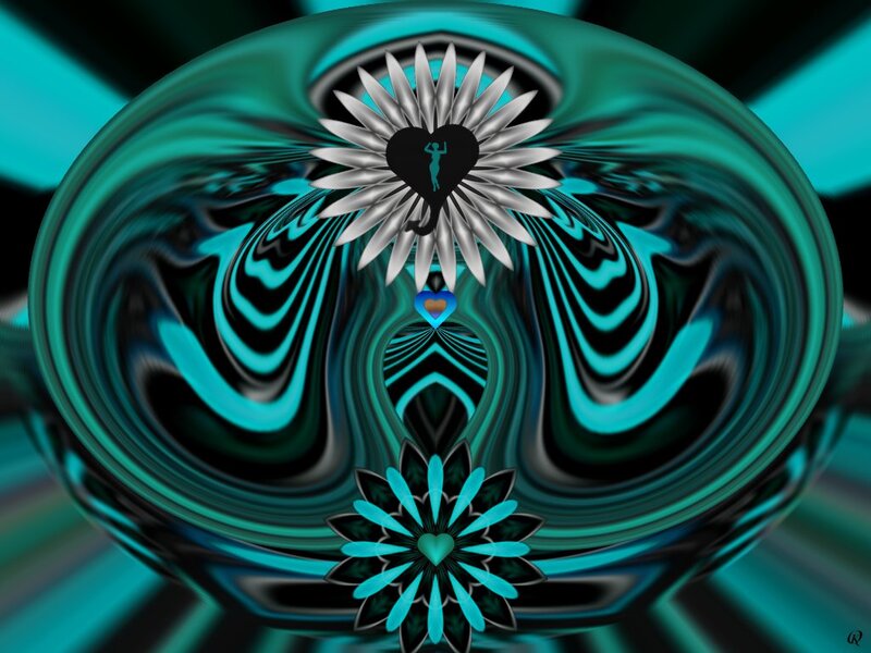 Abstract Digital Flower — Teal