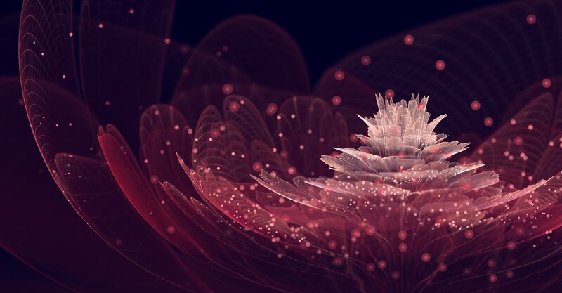 Abstract digital flower with particles