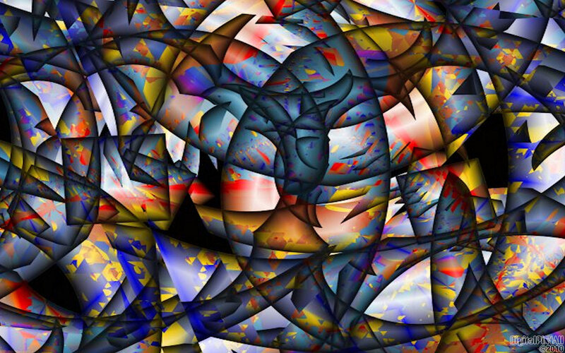 Abstract Digital Fractal Art — Blue, Chaotic