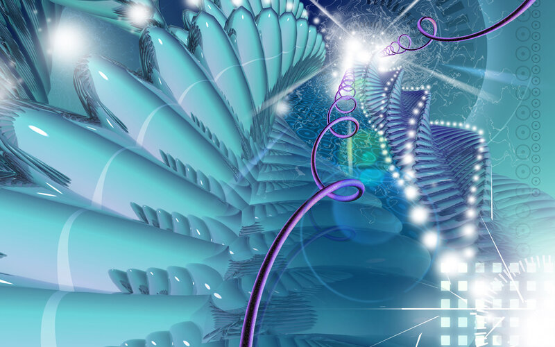 Abstract Digital Fractal — Blue, Futuristic, Digital Art, Spiral
