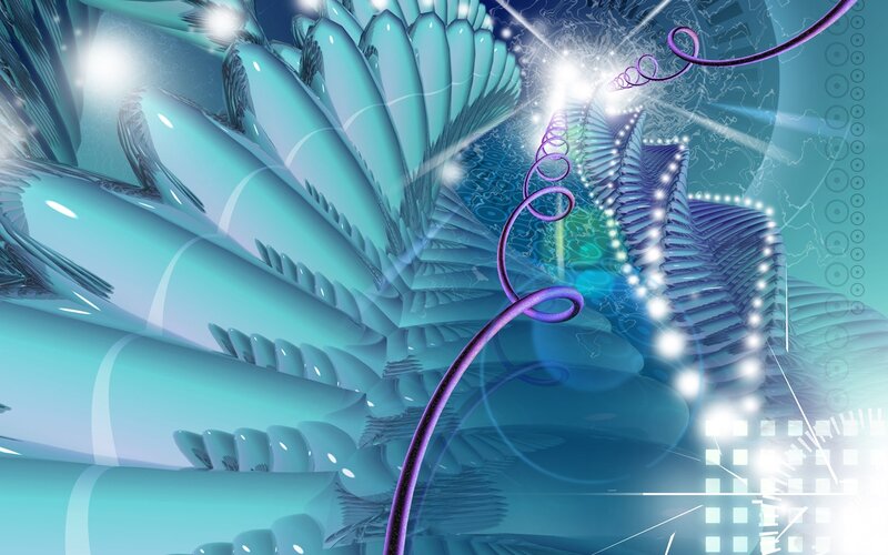 Abstract Digital Fractal — Blue, Futuristic