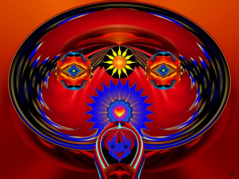 Abstract Digital Fractal — Red, Vibrant